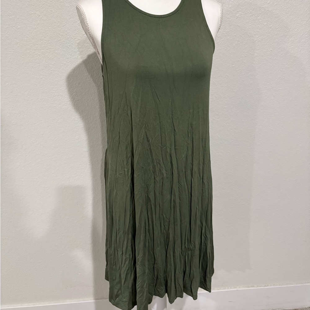Old Navy Olive Green Swing Style Midi Sundress